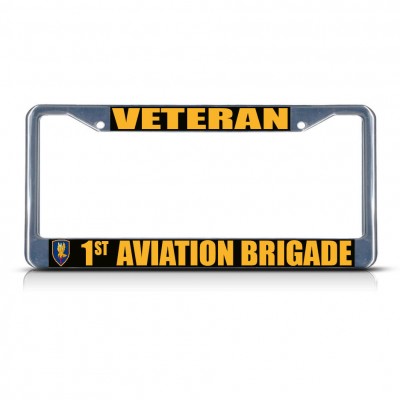 VETERAN 1ST AVIATION BRIGADE ARMY Metal License Plate Frame Tag Border Two Holes   322191194713